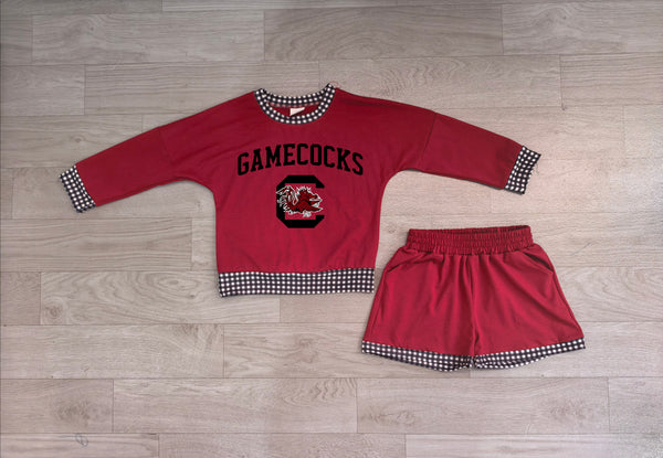 RTS Kids girl clothes cotton+vinyl state long sleeve girl winter shorts set
