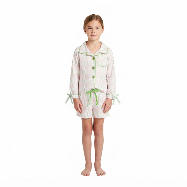 RTS GLS0171 toddler girl clothes geometric print long sleeve shorts outfit