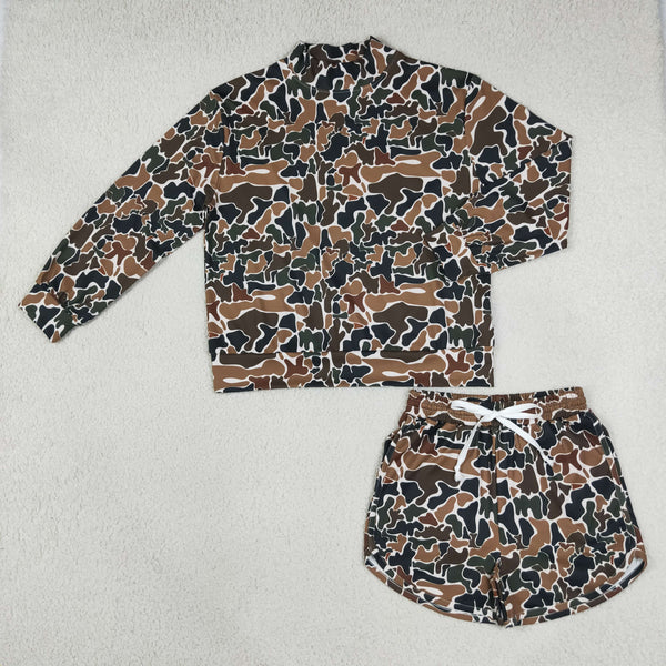 RTS GLS0185 women clothes camo print long sleeve shorts outfit