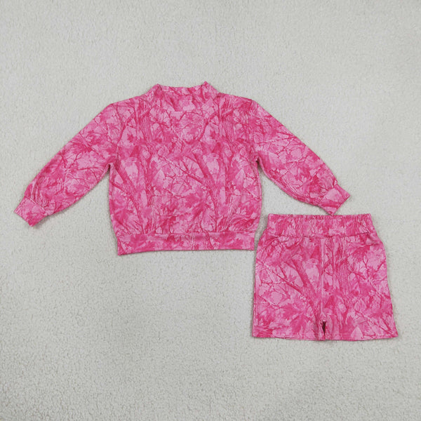 RTS GLS0196 toddler girl clothes pink abstract print long sleeve short pant outfit