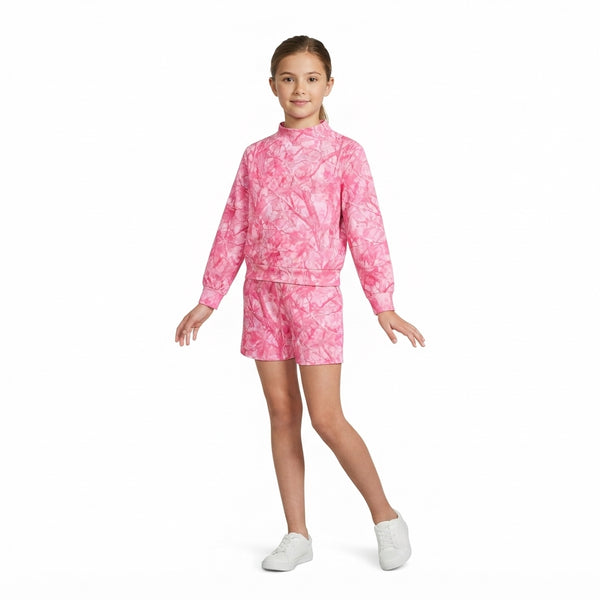 RTS GLS0196 toddler girl clothes pink abstract print long sleeve short pant outfit