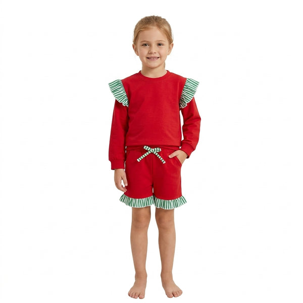 RTS GLS0217 toddler girl clothes cotton girl winter shorts set