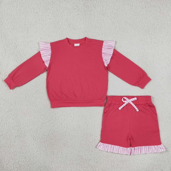 RTS GLS0221-bundle toddler girl clothes solid ruffle long sleeve outfit