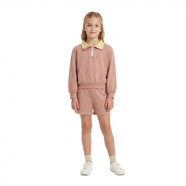 RTS GLS0227 toddler girl clothes cotton long sleeve polo shorts outfit winter clothing set