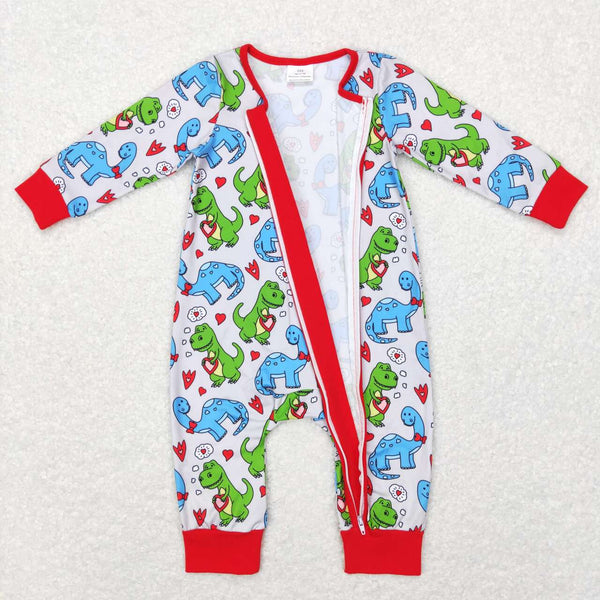 LR0831 baby clothes heart dinosaur boy valentines day shirt