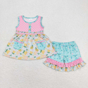 GSSO0783 RTS baby girl clothes lemon toddler girl summer outfits