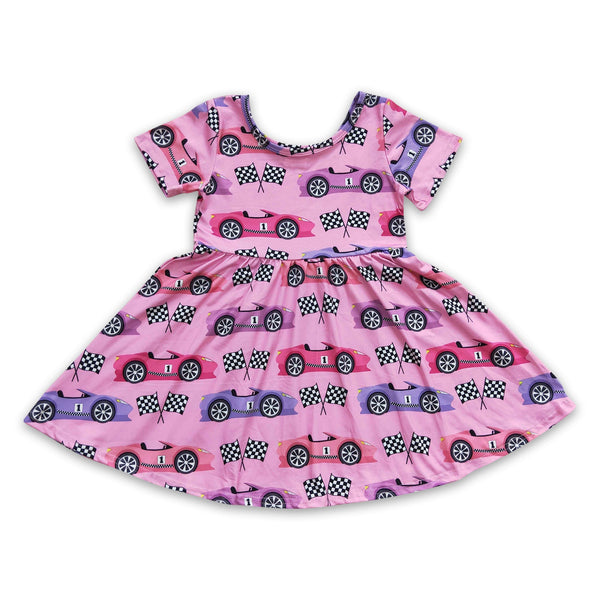 GSD0177 baby girl clothes pink car short sleeve dress-promotion 6.1 $5.5