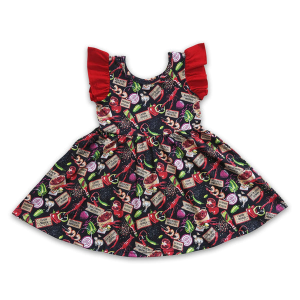GSD0245 kids clothes girls red crawfish summer dress