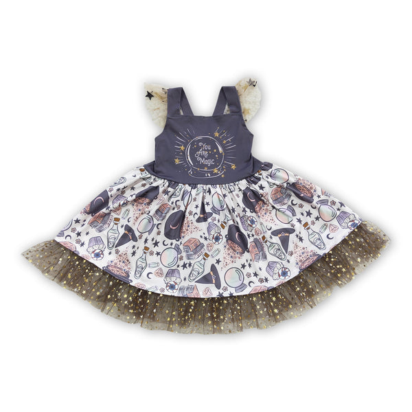 GSD0255 toddler girl clothes girl party dress you are magic girl summer dress