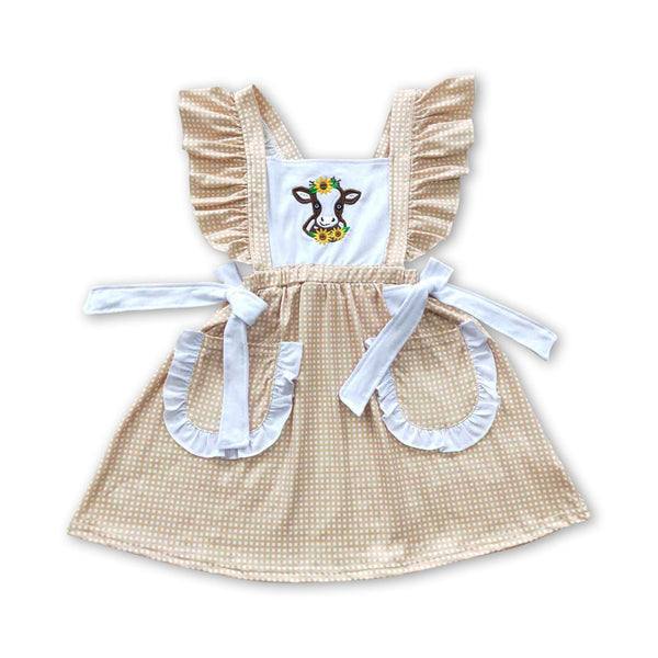 GSD0299 baby girl clothes embroidery cow print farm summer dress-promotion 2025.5.17 $5.5