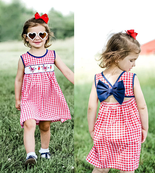 GSD0330 baby girl clothes embroidery patriotic 4th of July dress
