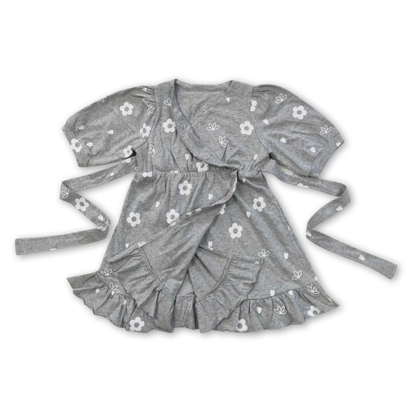 GSD0447 baby girl clothes grey flower girl summer dress