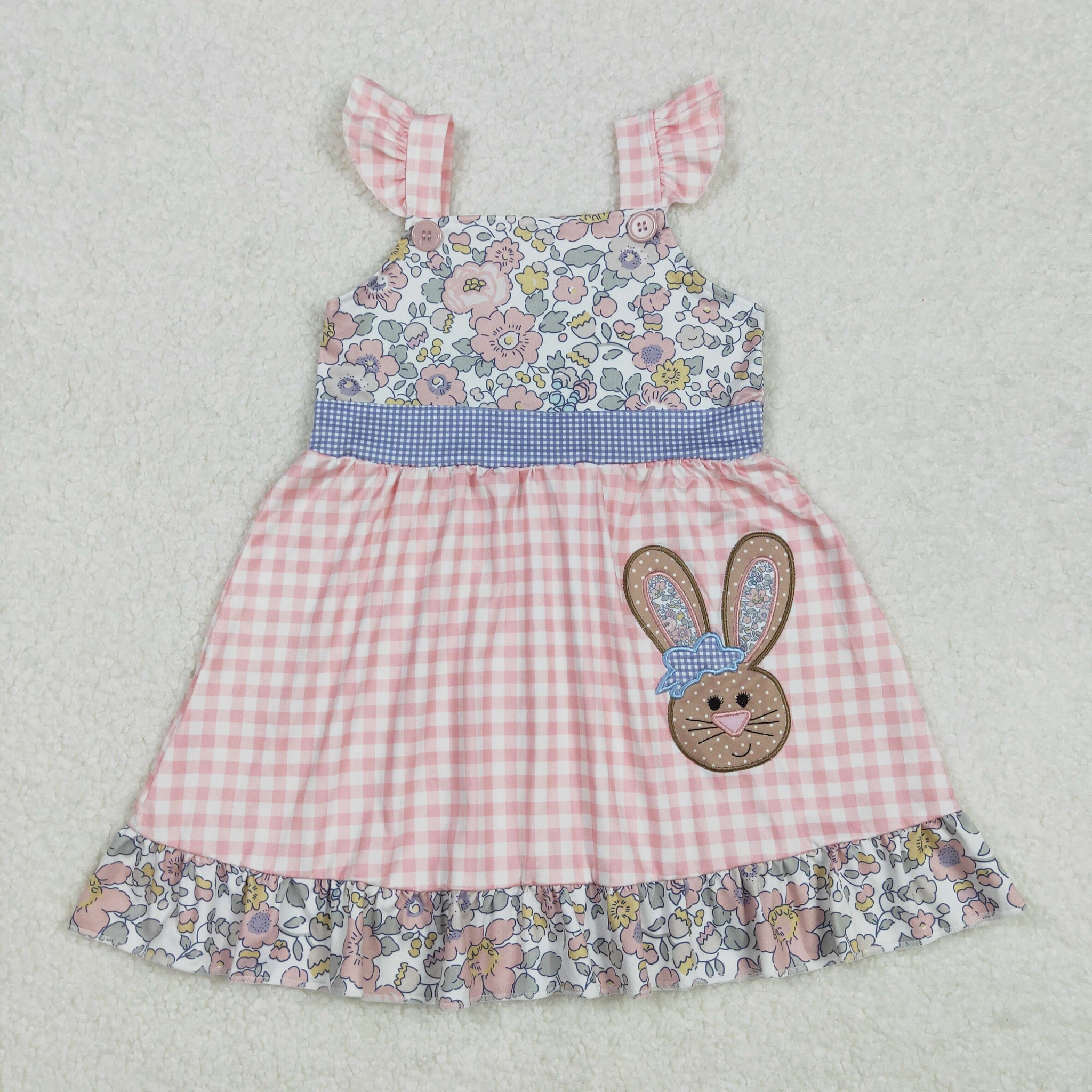 GSD0593 RTS Girl Dress Easter Dresses Bunny Embroidery Girl Clothes