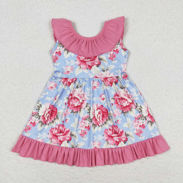 GSD0723 RTS baby girl clothes flower floral girl summer dress