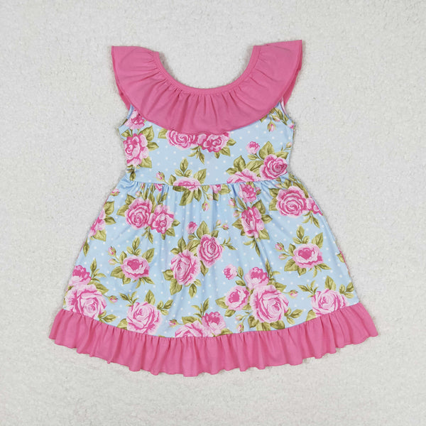 GSD0738 RTS baby girl clothes pink flower girl summer dress