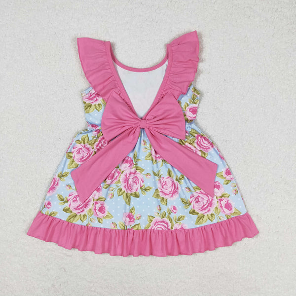 GSD0738 RTS baby girl clothes pink flower girl summer dress