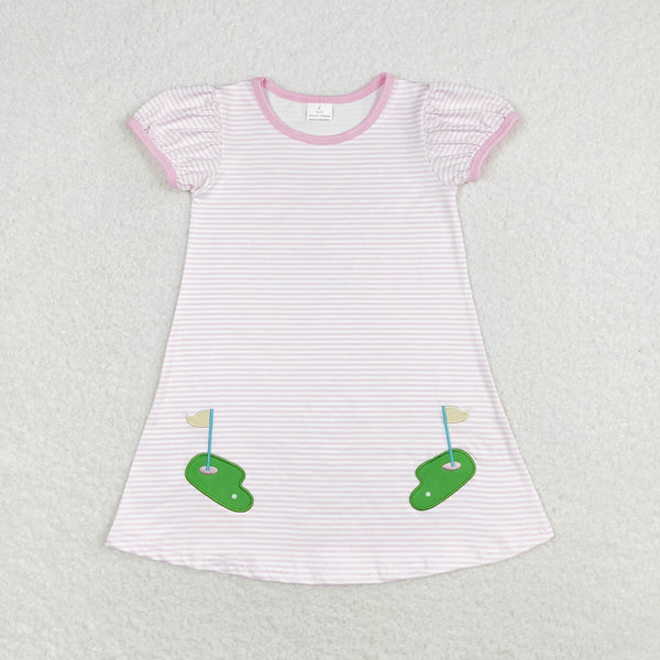 GSD0829 RTS baby girl clothes embroidery golf field girl summer dress
