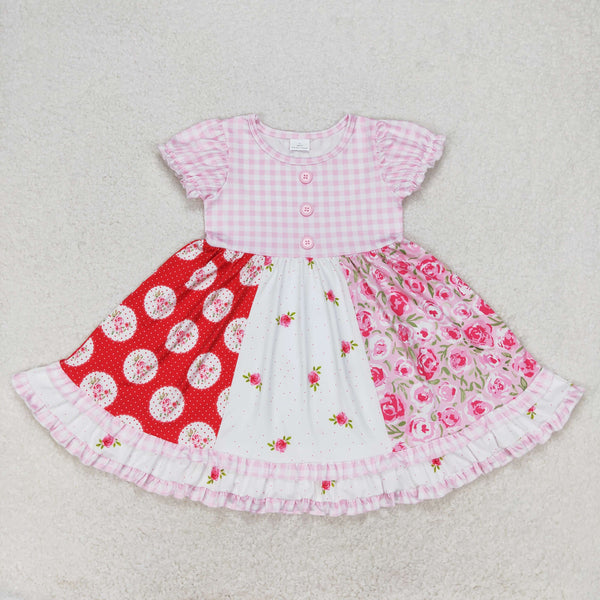 GSD0887 RTS toddler clothes rose gingham baby girl summer dress
