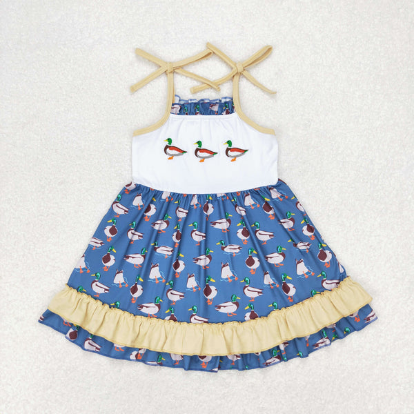 GSD0891 RTS toddler clothes mallard duck baby girl summer dress ¡ꡧembroidery¡ê?