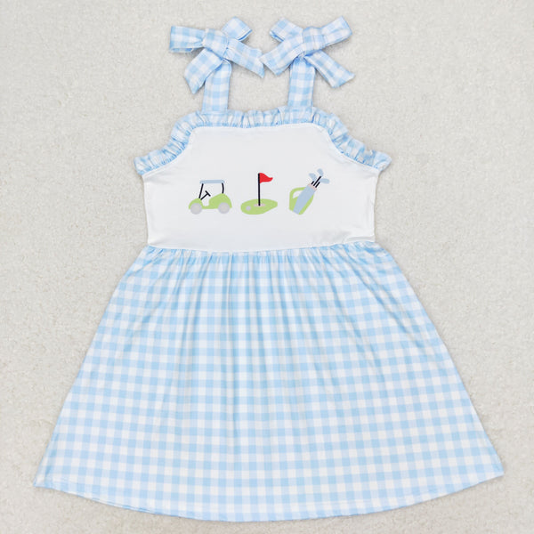 GSD0907 RTS toddler clothes golf gingham baby girl summer dress