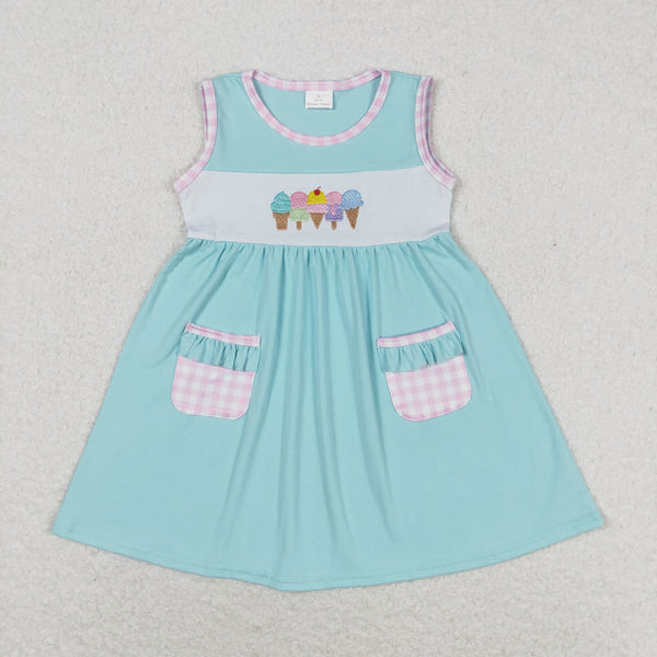 GSD0956 RTS toddler clothes embroidery  ice cream baby girl summer dress