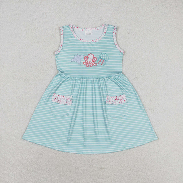 GSD0963 RTS toddler clothes sea animals baby girl summer dress¡ꡧembroidery¡ê?