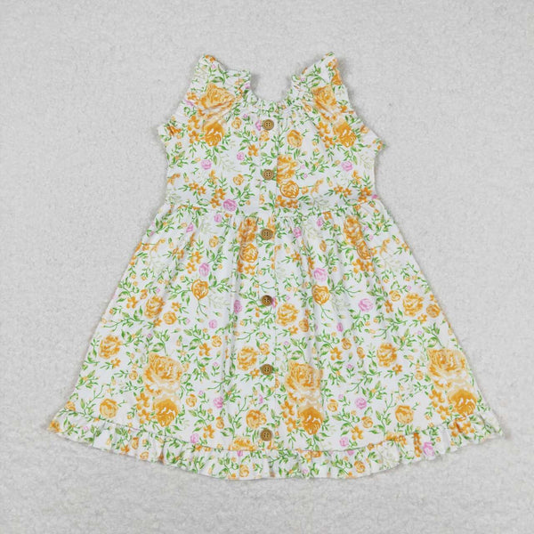 GSD0983 RTS toddler clothes yellow floral baby girl summer dress