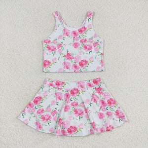 GSD0994 RTS baby girl clothes roses pink swim suit  toddler girl summer outfits