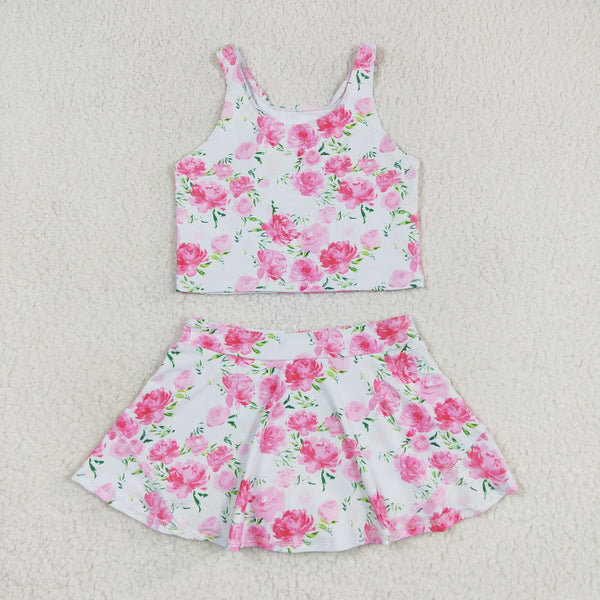 GSD0994 RTS baby girl clothes roses pink swim suit  toddler girl summer outfits