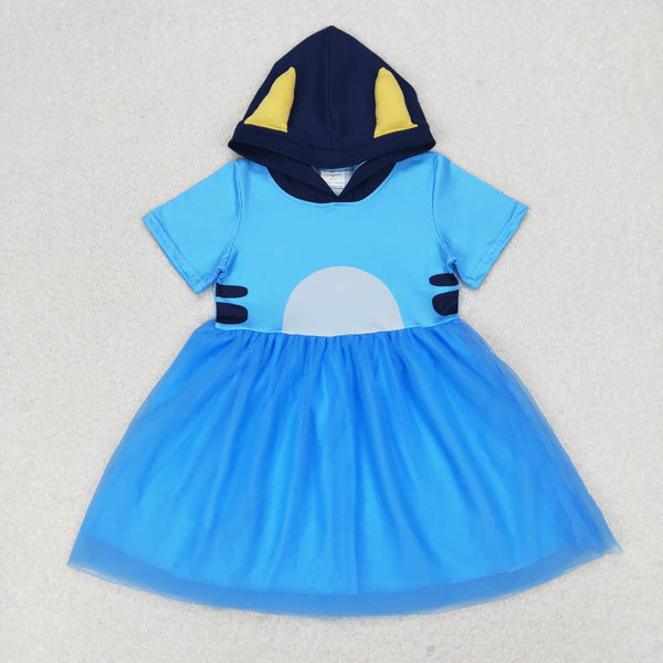 GSD0997 toddler girl clothes blue cartoon girl summer dress party dress tulle dress