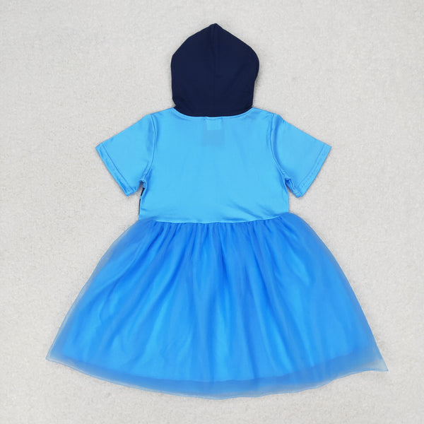 GSD0997 toddler girl clothes blue cartoon girl summer dress party dress tulle dress