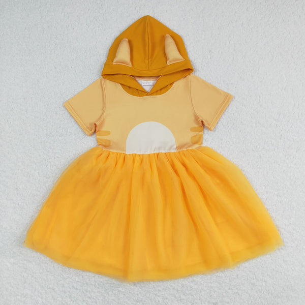 GSD0998 RTS toddler girl clothes orange cartoon girl summer dress party dress tulle dress