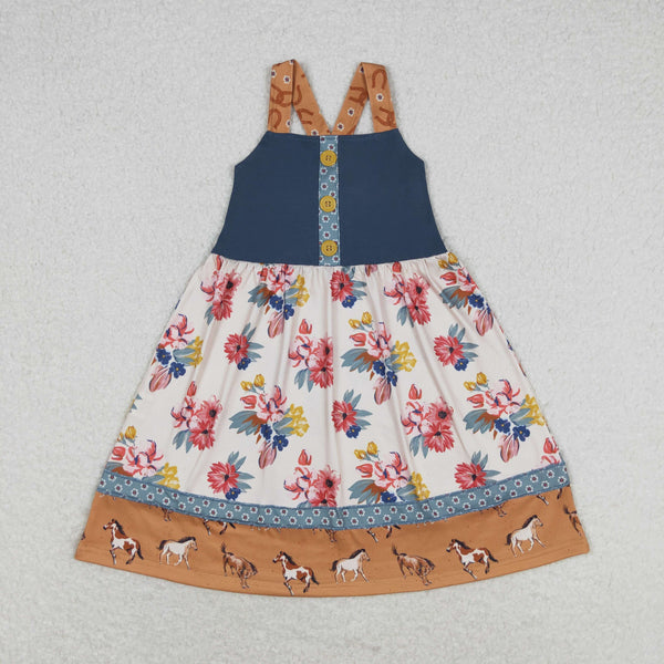 GSD1035 RTS toddler clothes horse floral baby girl summer dress