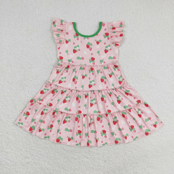 GSD1087 RTS toddler girl clothes ruffles girl strawberry summer dress
