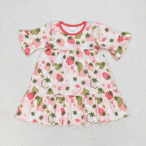 GSD1098 RTS toddler clothes strawberry ruffles baby girl summer dress