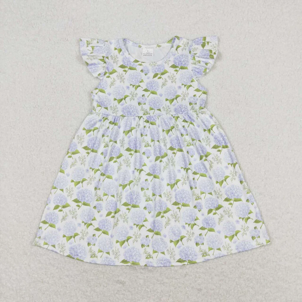 GSD1100 RTS toddler clothes blue floral baby girl summer dress