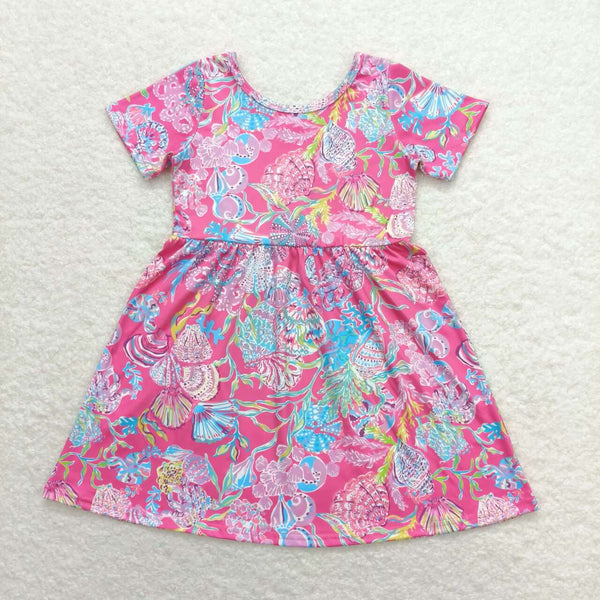 GSD1115 RTS toddler clothes short sleeve pink  painting baby girl summer dress