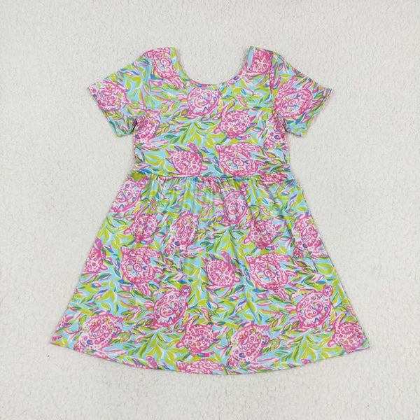 GSD1118 RTS toddler clothes green painting baby girl summer dress