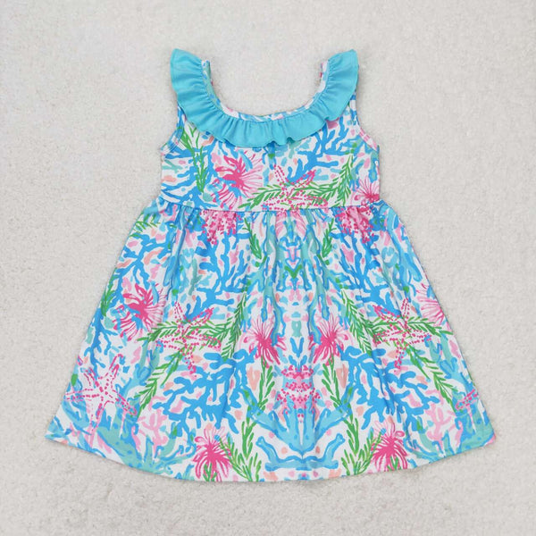 GSD1138 RTS toddler clothes blue seaweed baby girl summer dress
