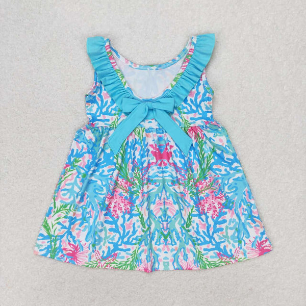 GSD1138 RTS toddler clothes blue seaweed baby girl summer dress