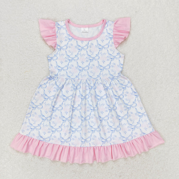 GSD1152 RTS toddler clothes blue ribbon baby girl summer dress