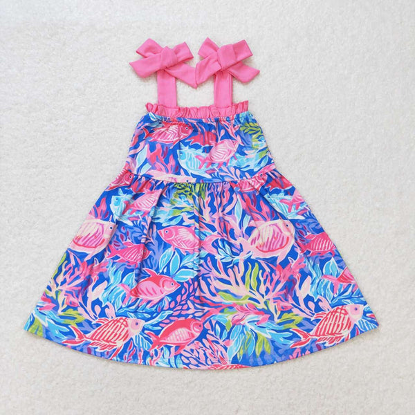 GSD1172 RTS toddler clothes pink fish baby girl summer dress