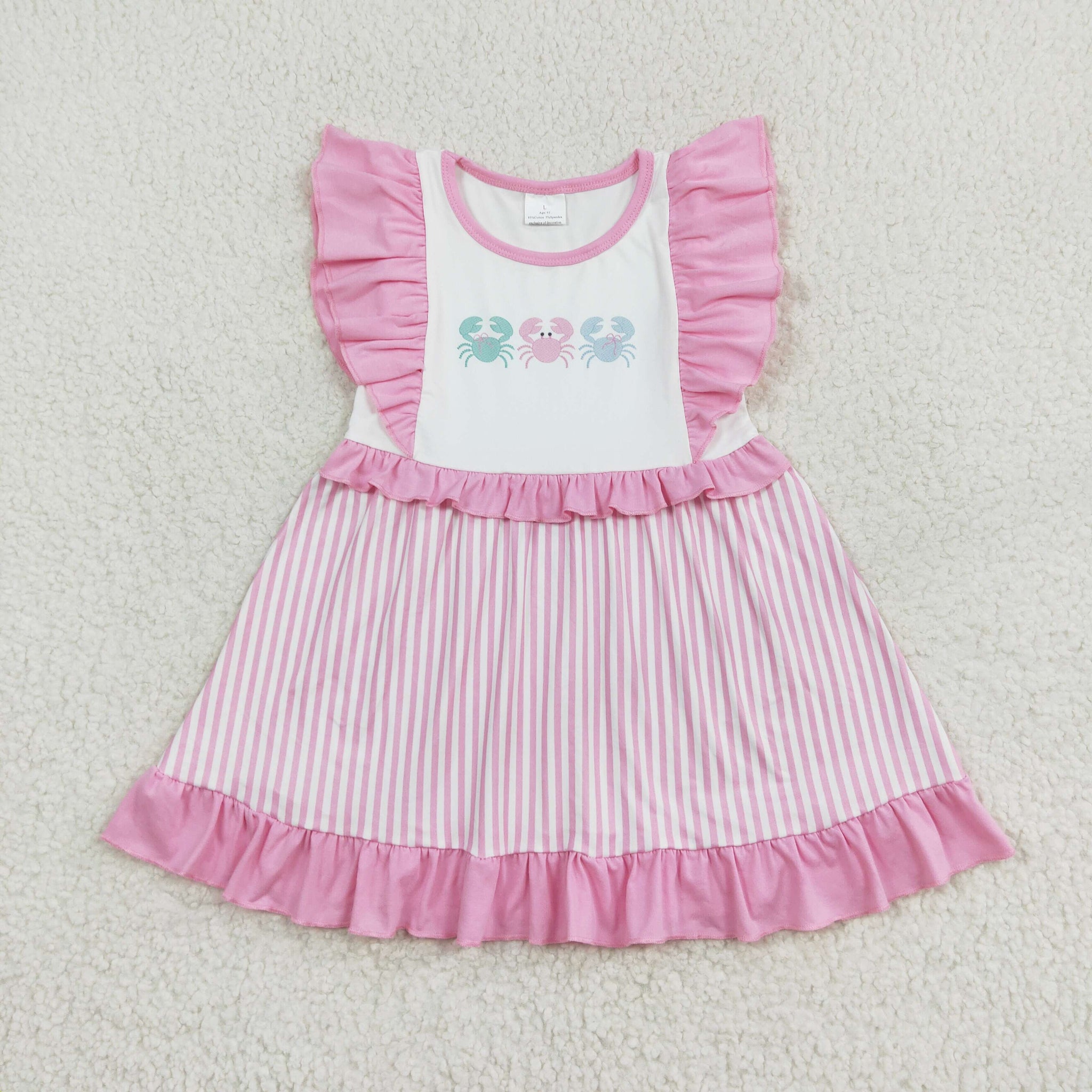 GSD1241 RTS baby girl clothes pink crab girl summer dress