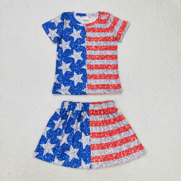 GSD1263 RTS baby girl clothes 4th of July patriotic toddler girl summer outfit