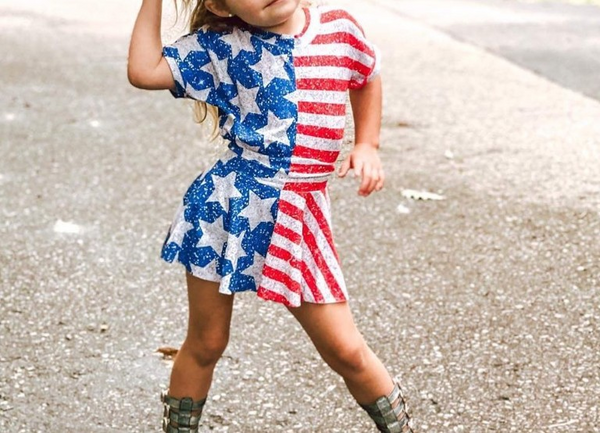 GSD1263 RTS baby girl clothes 4th of July patriotic toddler girl summer outfit