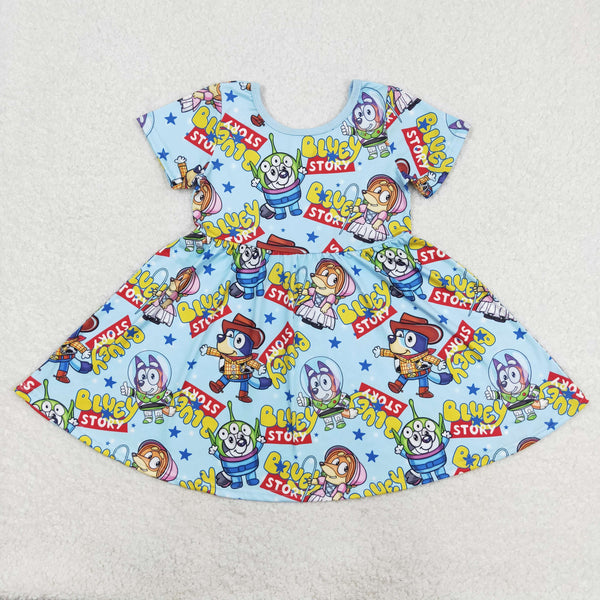 GSD1266 RTS toddler clothes cartoon dog  baby girl summer dress