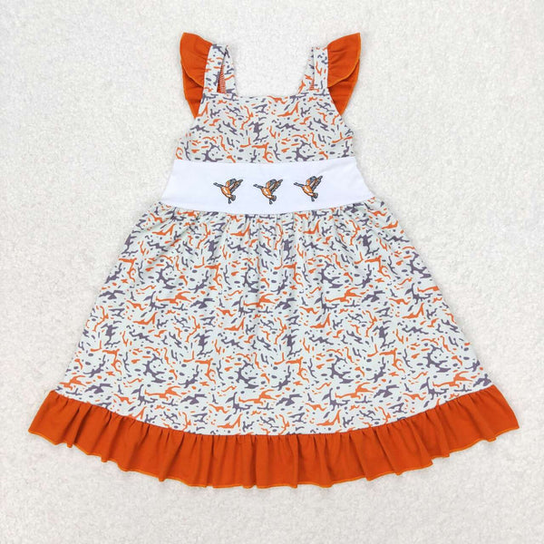 GSD1271 RTS toddler clothes embroidery mallard duck dress camouflage  baby girl summer dress