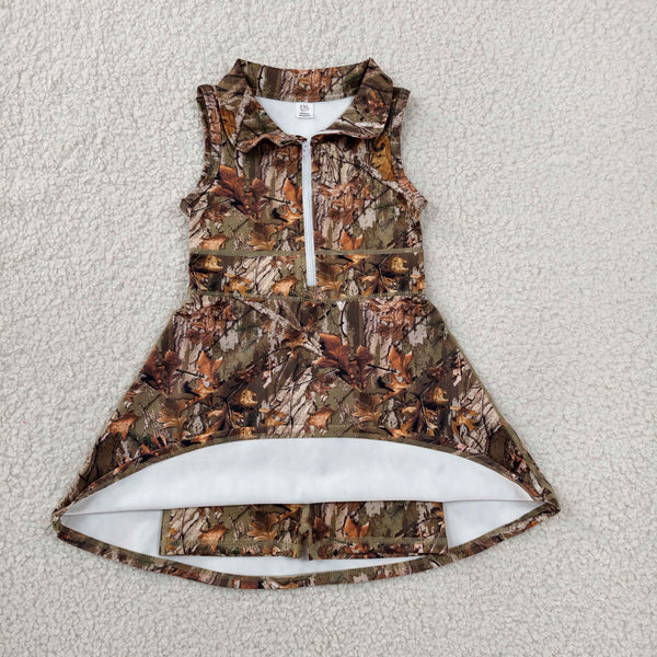 GSD1384 RTS toddler girl clothes camouflage girl summer yoga dress sports dress