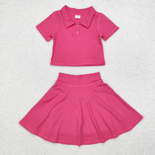 GSD1391 RTS toddler girl clothes hot pink girl summer yoga outfits