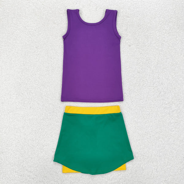 RTS toddler girl clothes mardi gras girl summer yoga dress yoga clothes